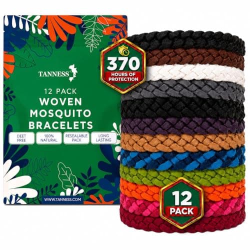 Tanness 12 Pack Mosquito Repellent Bracelet - Long-Lasting Insect & Mosquito Bands, DEET-Free Insect Repellent Bracelet for Kids & Adults, Travel & Holiday Essentials for Outdoor Protection