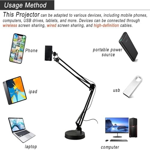 STDZQCWY Portable LED Art Projector for Tracing, HD Image Projection, with IOS/Android/WiFi/USB/HDMI Support, Desktop & Wall Canvas Projection, for Sketching, Painting & Cake Decorating — view 6