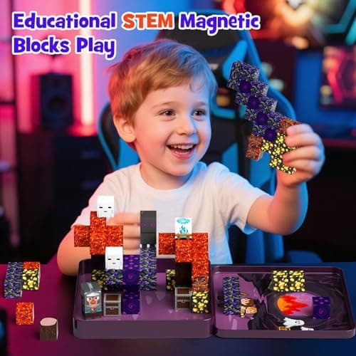 Kids Magnetic Blocks Travel Set: 49pcs Explorer Iron Case On-the-Go Fun — view 3