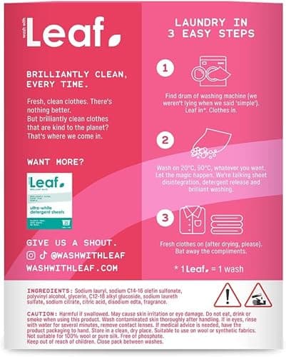 Wash With Leaf Non-Bio Laundry Detergent Sheets - Travel Size, 75 Washes — view 2