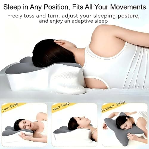 Cervical Memory Foam Pillow, Orthopedic Neck Support Contour Pillow for Side & Back Sleepers, Available in 7 cm and 12 cm Heights, Washable Cover — view 4
