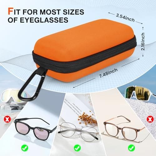 Tawd Double Glasses Case, 2 in 1 Dual Glasses Case Hard Shell Eyeglasses Case,Portable Travel Sunglasses Case Organizer with Hook (Orange) — view 2