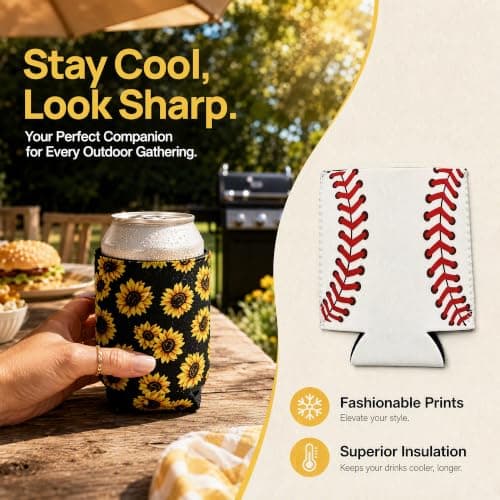 Beer Cooler Sleeve 4-Pack in Neoprene with Fashion Pattern Designs — view 5