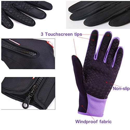 Touchsceen Fleece Insulated Gloves, Thermal Windproof Snowproof Warm Gloves Winter Sports Ski Snowboard Riding Motocycling Bike Mittens Hiking Camping Driving Gloves Purple — view 6