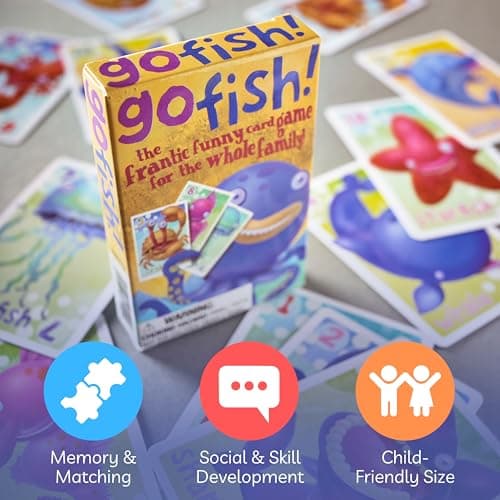House of Marbles Go Fish Card Game for Children & Families, 36 FSC-Certified Illustrated Undersea Cards, Classic Matching Game for 2 Players, Educational Travel Game — view 4