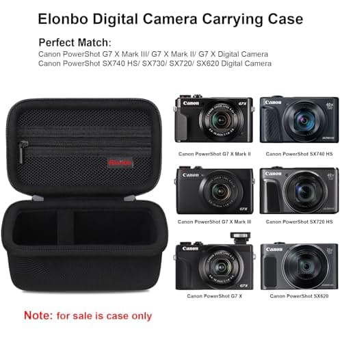 Elonbo Carrying Case for Canon PowerShot G7 X Mark III/ G7 X Mark II/ G7X/ SX740/ SX730 HS Digital Camera, 4K Vlogging Camera Travel Bag, Mesh Pocket fits Batteries and Charging Cable, Black — view 2