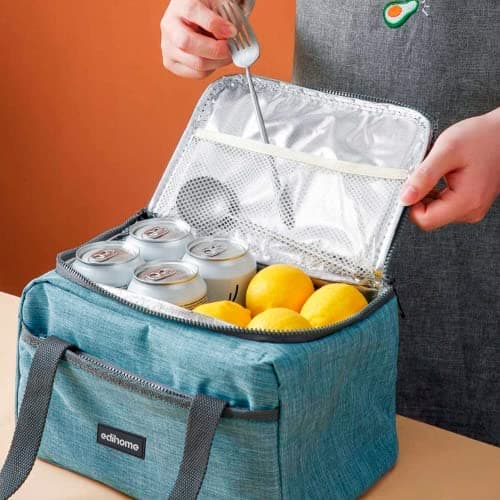 edihome, Insulated Lunch Bag, Cool Bag, 8l, for School, Travel, Picnic or Work, Kids and Adults, Portable, with Handles, Available in Black, Blue, Grey and Brown (Blue) — view 6