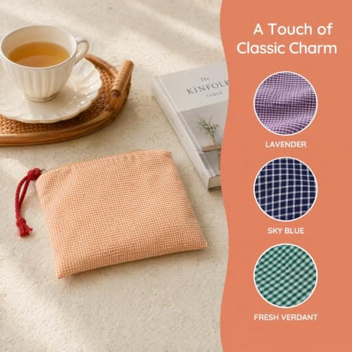 4PCS Linen Cotton Plaid Makeup Pouch, Contrast Zip Pouches for Handbags, Compact Cosmetic Bag, Lightweight Travel Pouch, 16×21cm Storage Organiser for Skincare Stationery Toiletry Essentials — view 6