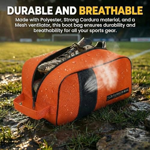 Waterproof Sports Boot/Shoe/Travel Bag for Football Cricket Rugby Golf Toiletry Gym for Men/Women (Orange) — view 2