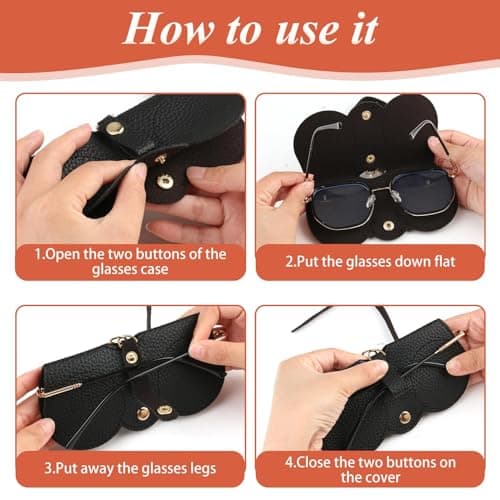 3Pcs Soft Leather Sunglasses Bag Flat Slim Portable Eyeglass Cases for Handbag Fashion Sun Glasses Holder Pouch Skinny Travel Spectacles Protective Cover with Lanyard for Women Men — view 6