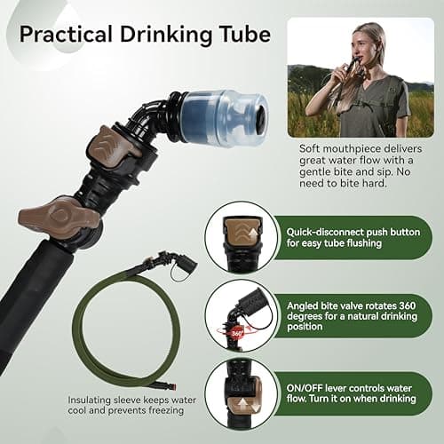 MARCHWAY 2L/2.5L/3L TPU Hydration Bladder, Ultra Durable Water Reservoir Bag with Insulated Tube for Hydration Pack for Cycling, Hiking, Running, Climbing, Biking (2.5L Green 85oz) — view 4