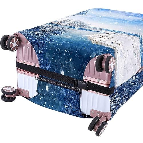Hearda 3D Winter Scenery Suitcase Cover, Elastic Suitcase Covers, Quick Fix and Remove Luggage Cover, Anti-Scratch Travel Protector with Zipper, for 18-32 Inch Luggage (Winter,XL(29-32inch)) — view 2