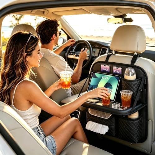 Back Seat Car Organizer - Tray & Cup Holder | Kick Mat Storage Bag — view 4