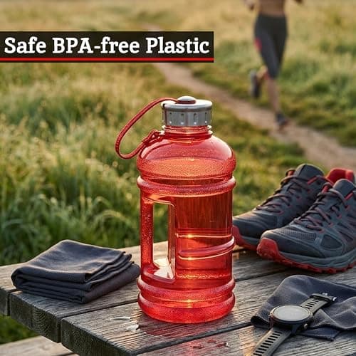 Premier Housewares Ergonomic Handle Red 1000ml Sports Drinking Bottle | Versatile Sports Drinking Bottle For Gym | BPA Free Water Bottle For Travel | Spacious Water Bottle — view 3
