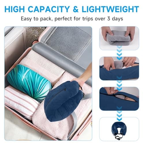 Stuffable Neck Pillow for Travel, Raised Neck Support Travel Pillow Stuffable with Clothes for Extra Luggage Space, Adjustable Strap, Relax with Soft Head Support for Airplane, Camping, Train, Hiking — view 4