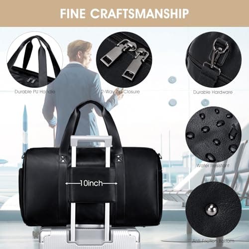3PCS Faux Leather Weekender Bag for Women Men Travel Bag Overnight Bags — view 5