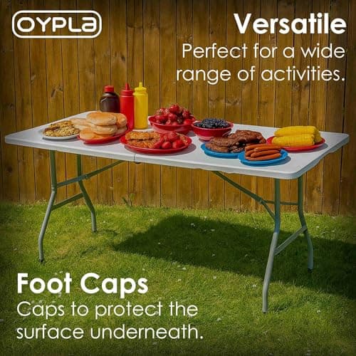 Oypla Heavy Duty Folding Catering Garden Trestle Table - 5ft, White — view 4