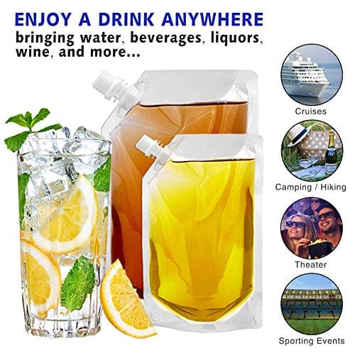 Cruise Liquor Flask Kit for Travel,Concealable and Reusable Rum Runner Alcohol,Leak-Proof, BPA-Free,Juice Travel Plastic Flasks Liquor Bags for Sneak Drink（4-3Kit） — view 6