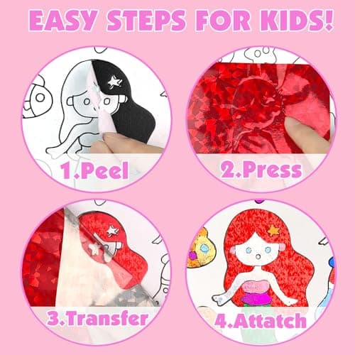 AJAZPER Foil Handicraft for Kids, Arts Kit for Kids, Art & Craft Supplies Kits, DIY Creative Activity Travel Toy Gift, Ideal Birthday Christmas Party Favor Gifts for Girls Boys Ages 4+ (Pink) — view 3