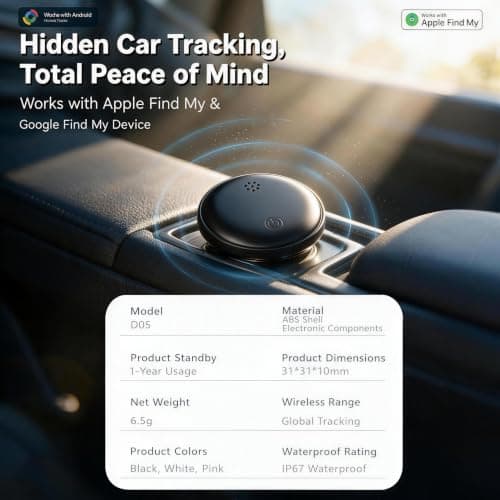 GPS Tracker for Vehicles Compatible with iOS and Android,Magnetic Car GPS Tracker No Monthly Fee,Global Real-Time Tracking Hidden Car/Bikes/Luggage/Pets Tracker【Apple MFi Certified + Google Find Hub】 — view 2