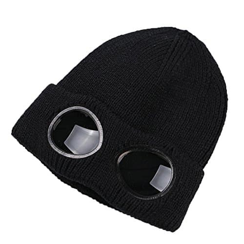 MansWill Unisex Wool Knitted Goggles Beanie, Warm Winter Stylish Hat Autumn Outdoor Sports Cap Fashion Womens Indoor Leisure Heat Keeper Ear Snow Cold Protector
