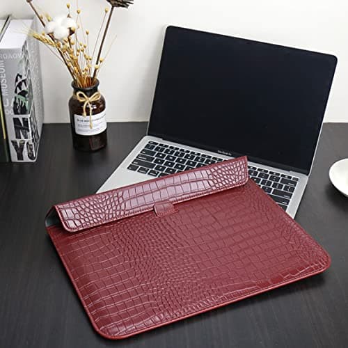 LCMOCICO PU Leather Flap Style Case Bag Laptop Sleeve for MacBook Air 13.6 inch 2026-2022 M5 A3449 M4 A3240 M3 A3113 M2 A2681 Air 13 2018-2021 M1 A2337 A2179 Notebook Bag for Mac Pro 13 2016-2022,Red — view 3