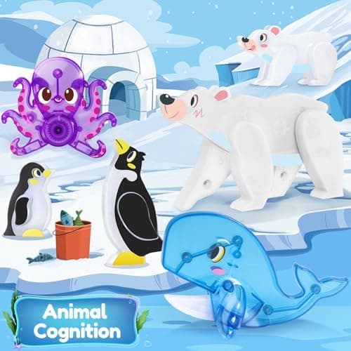 Oriate Magnet Animal Toys for Magnetic Tiles, 6pcs Arctic Animals for Magnetic Blocks, Movable Joint Octopus Penguin Polar Bear Whales for Kids, STEM Educational Montessori Travel Toys — view 5