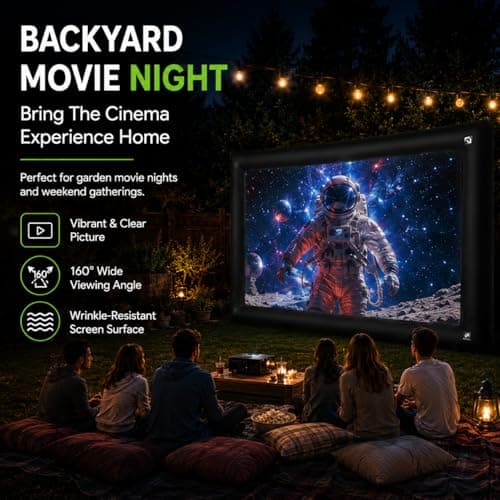 Ptsuker 16FT Inflatable Projector Screen, Outdoor Movie Screen with Air Blower, Front and Rear Projection, 16:9 Portable Cinema Screen for Garden, Camping, Parties and Family Movie Nights — view 3