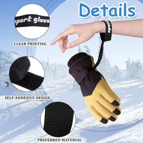 Adjustable Ski Gloves Straps 6 Pack Nylon and Polyester Stretch 10" x 1" Black with Hook and Loop Strap for Hiking, Skiing, Snowboarding, Winter Sports — view 5