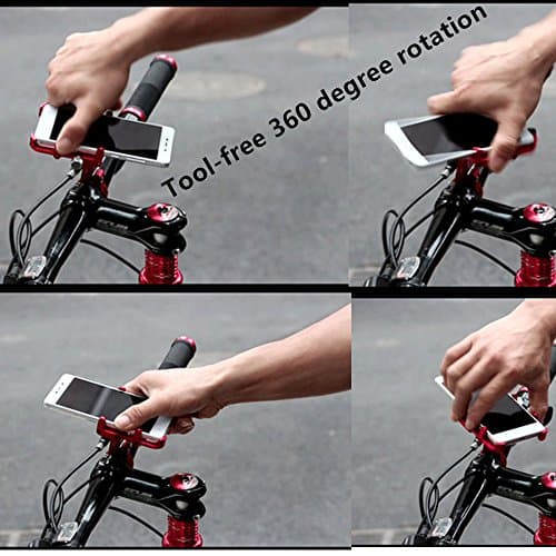 GUB Bicycle Phone Mount - Aluminum Bike Phone Mount Holder Universal Adjustable Handlebar Cell Phone Holder For iPhone X 5 6 7 8 Plus Samsung LG,Holds Phones Up To 3.5" Wide (black P6) — view 6