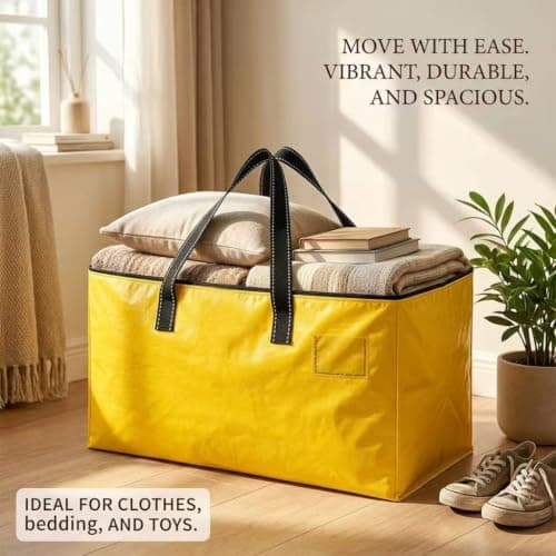 YYing 4PCS Moving Bags with Handles Heavy Duty Storage Bags with zips for Clothes Bedding Pillows Tear-Resistant Reusable Large Packing Bags — view 3