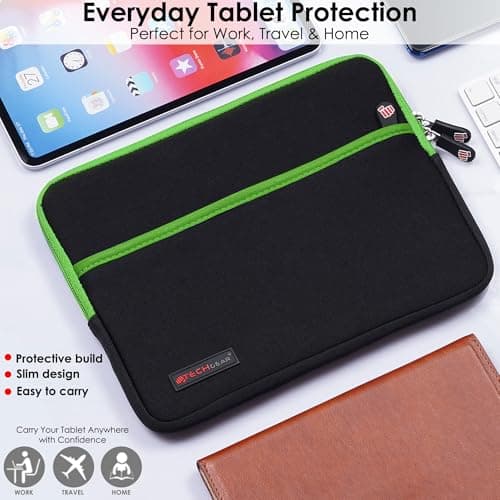 TECHGEAR Universal Neoprene Padded Sleeve Case for 9-11" Tablets: iPad Pro/Air 11", iPad A16 10.9", iPad 10.2", Samsung Tab A11 Plus A9+ S10 Lite S9 FE, Lenovo Tab M10 - Shockproof Zipped Pouch — view 2