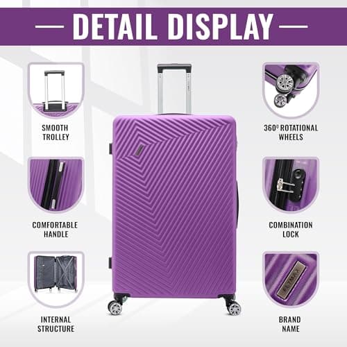 FLYMAX 32" Extra Large Suitcase 4 Wheel Lightweight Suitcases Luggage Hard Shell ABS Travel Case Hold Check in Fits 23kg - 35kg + 3 Digit Lock + 1 Year Warranty 125 Litre Capacity — view 5