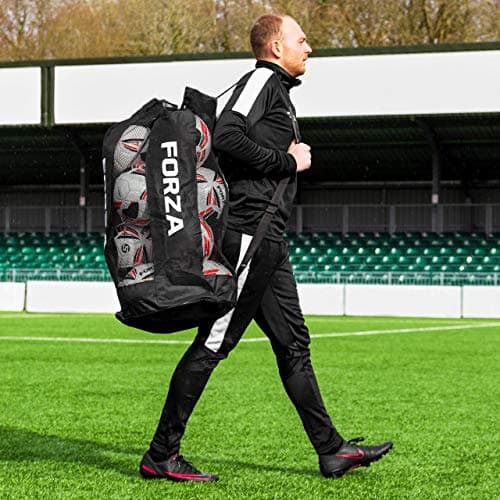 FORZA Premier Ball Carry Bag | Drawstring Football, Basketball, Netball & Volleyball Mesh Bag | 5 Colours - Heavy Duty Equipment Holdall | 12 Ball Capacity - New and Improved Design 2026 (Black) — view 5