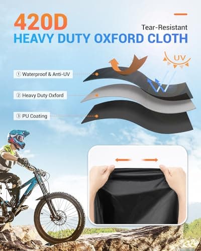 SUPAREE 2 Bikes Bicycle Cover Storage Outdoor Folding Bike Cover Waterproof Bike Covers for Transport 2 Bikes 420D Oxford Heavy Duty for Motorhome Car Hitch Travel Camping Transportation — view 2