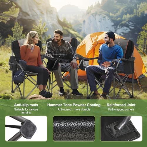LET'S CAMP Oversized Folding Camping Chair for Adults Up to 200 kg Black — view 6