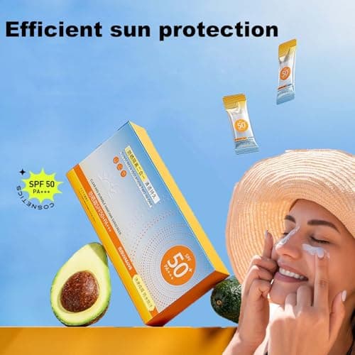 50 Pack Mini Sunscreen Travel Size SPF 50+, Sachets, Ultra Light UV Protetion, Waterproof & Long Lasting Mini Sun Cream Sunscreen for Face and Body, Non-Greasy 50g (1) — view 2