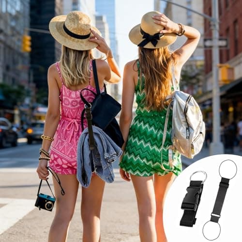 Luggage Straps, Elastic Strap Set for Suitcases with Adjustable Design, Secure Bag Attachment for Airport Travel, Includes 3 Elastic Straps and 3 Carabiner Straps in Black Colour, Measuring 40 Cm by 6 — view 5