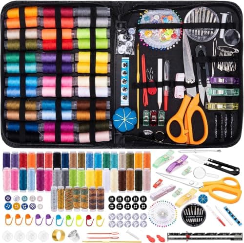 HOUSEEIGHT Professional Sewing Kit - Over 200 Pcs Premium Needle and Thread Kit Includes 43 Strong Threads,30 XL Needles, Sewing Kits for Adults UK for Emergency & Home Mini Sewing Kit for Beginners…