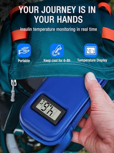 Leng Ke Insulin Cooler Travel Case TSA Approved, Temperature Display Peptide Case, Portable Insulin Pen Cooler Travel Case for Ice Pack, Travel Diabetic Supplies (Blue) — view 2
