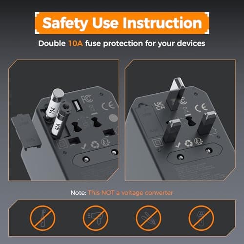 TESSAN GaN 65W PD Universal Travel Adapter with 3 USB C and 2 USB A — view 6