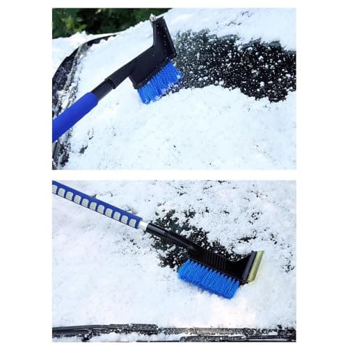 ERYUE Snow Scraper for Car Efficient Aluminum Alloy Extendable Snow Brush with Safety Hammer for Winter Travel Blue 1 Pack (type 2) — view 4