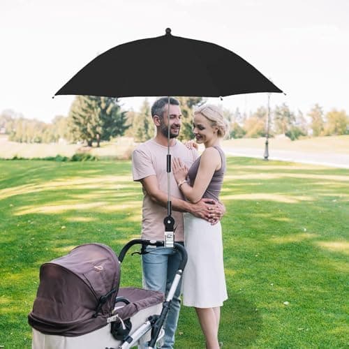 KEEMEN Chair Umbrella with Clamp Portable Clip on Umbrella for Beach Chairs Outdoor Patio Stroller Wheelchairs Golf Carts(Black) — view 3