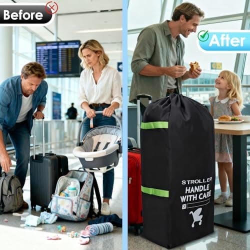 Vicloon Stroller Bag for Airplane, Extra Large Stroller Travel Bag, Portable Waterproof Car Seat Bags for Airplane Pushchair and Pram Cover, Baby Air Travel Essentials — view 3