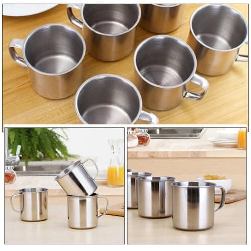 Alipis Stainless Steel Water Cup 100Ml Small Metal Cup with Handle Child Friendly Tumbler for Kids School Camping Outdoor Use — view 5