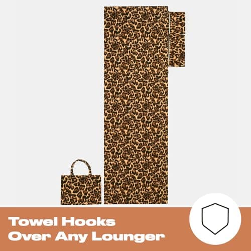 Brentfords Large Beach Towel in a Bag, Soft Quick-Dry Absorbent Lightweight Easy Storage Sun Lounger Towels with Pockets For Poolside Beach or Holiday Accessories, 75 x 215cm - Natural Leopard Print — view 6