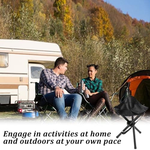 KKONHII 2PCS Portable Folding Camping Stool,Travel Outdoor Tripod Seat,Black Folding Camping Chairs for Camping Party Picnic Beach Garden Lawn Walking Hiking — view 5