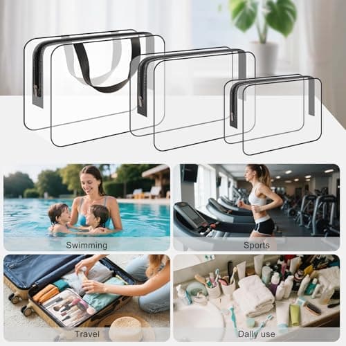 Clear Wash Bag for Toiletries, Funnasting 3 in 1 Waterproof Clear PVC Travel Makeup Bag Business Bathroom for Men, Women and Kids — view 4