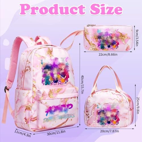 K Pop School Backpack, 3 Piece Set with School Bag Lunch Bag Pencil Case — view 2