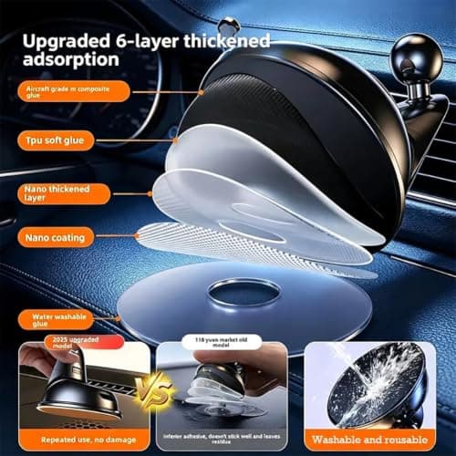 BYYLECL Car Phone Holder, Universal Adjustable Car Phone Mount for Dashboard, Windshield 360° Rotation Cell Phone Mount Quick Release — view 2
